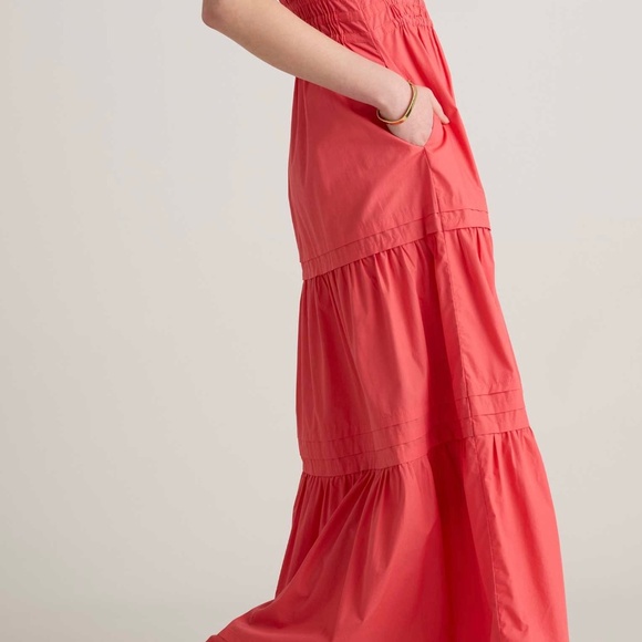 NWT - Quince 100% Organic Poplin Cotton Tiered Maxi Dress - Picture 3 of 11